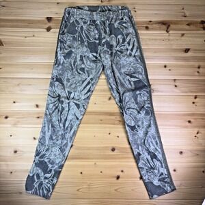 The Porter Collective Pants Womens Large Green Leaf Print Tapered Leg Pull On